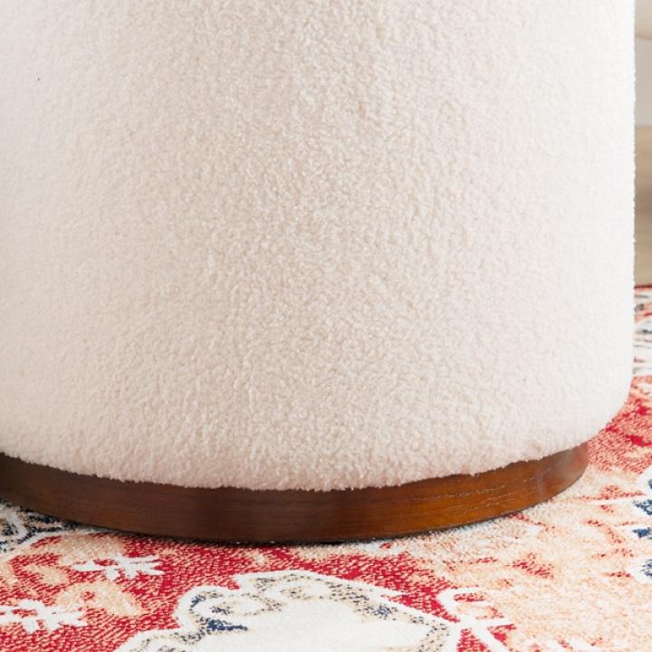 White Sherpa Upholstered Storage Ottoman