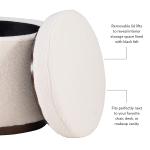 White Sherpa Upholstered Storage Ottoman