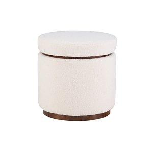 White Sherpa Upholstered Storage Ottoman
