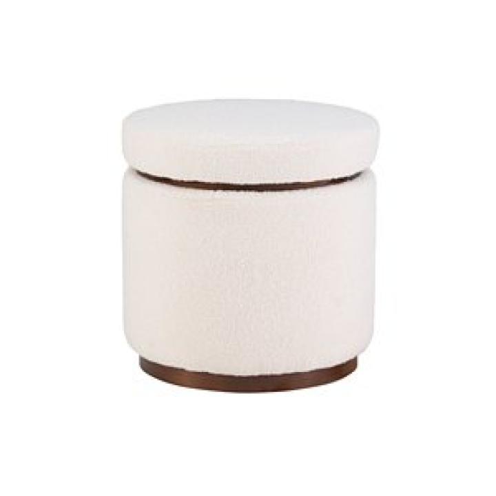 White Sherpa Upholstered Storage Ottoman