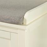 White Wood Upholstered Storage Bench