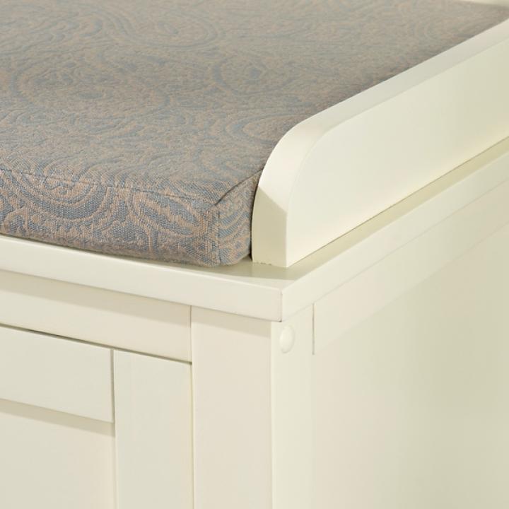 White Wood Upholstered Storage Bench
