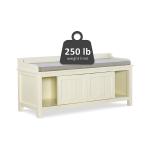 White Wood Upholstered Storage Bench