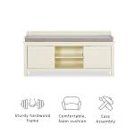 White Wood Upholstered Storage Bench