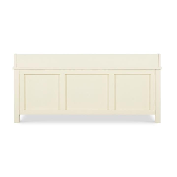 White Wood Upholstered Storage Bench
