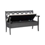 Gray Wood Upholstered Storage Bench