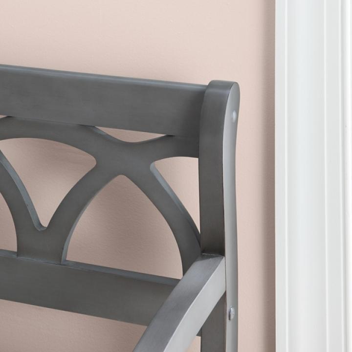 Gray Wood Upholstered Storage Bench