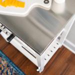 White Wood and Stainless Steel Kitchen Cart