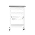 White Wood and Stainless Steel Kitchen Cart