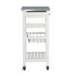 White Wood and Stainless Steel Kitchen Cart