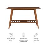 Brown Wood Slatted Bottom Shelf Console Table