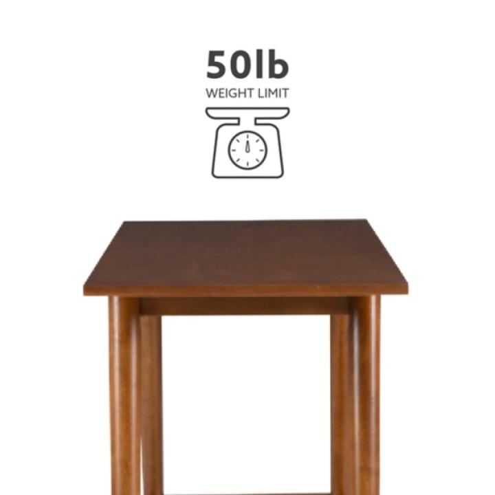 Brown Wood Slatted Bottom Shelf Console Table