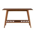 Brown Wood Slatted Bottom Shelf Console Table