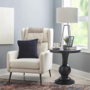 Black Wood Round Base Side Table