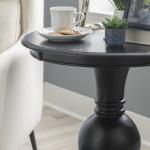 Black Wood Round Base Side Table