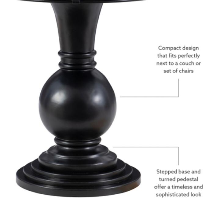 Black Wood Round Base Side Table