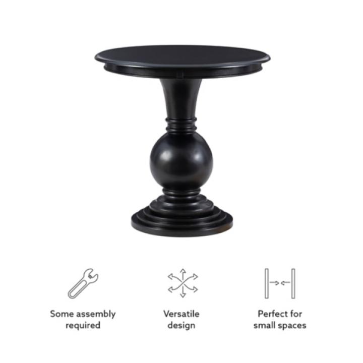 Black Wood Round Base Side Table