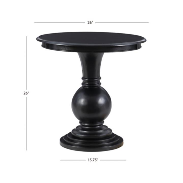 Black Wood Round Base Side Table