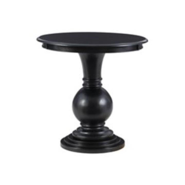 Black Wood Round Base Side Table