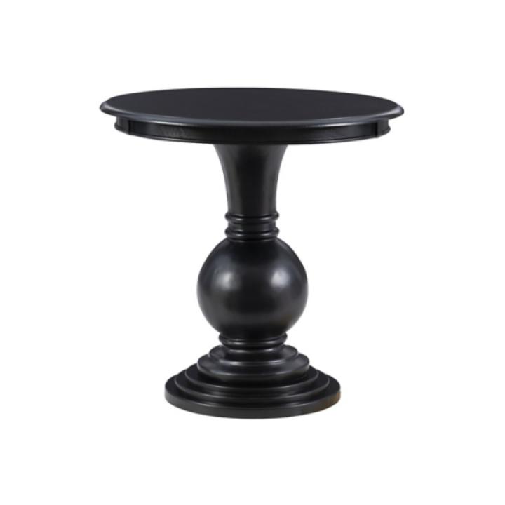 Black Wood Round Base Side Table
