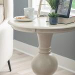 White Wood Round Base Side Table