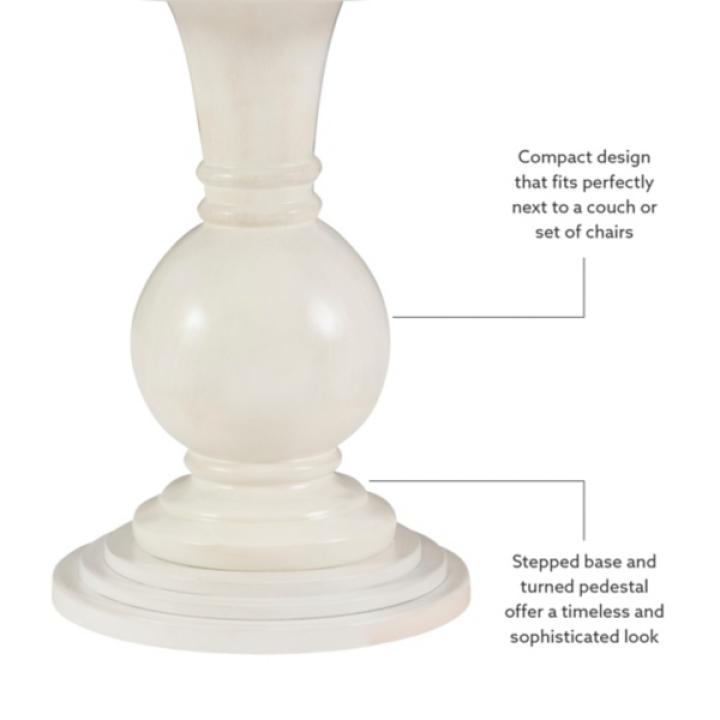 White Wood Round Base Side Table