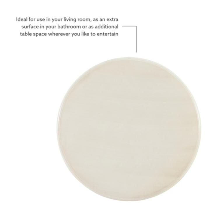 White Wood Round Base Side Table