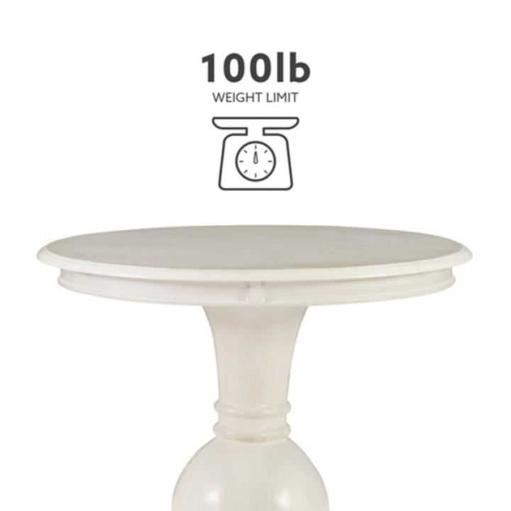 White Wood Round Base Side Table