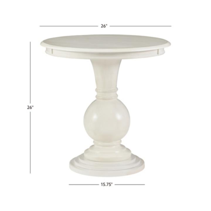 White Wood Round Base Side Table