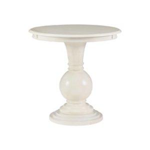 White Wood Round Base Side Table