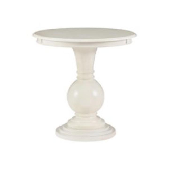 White Wood Round Base Side Table