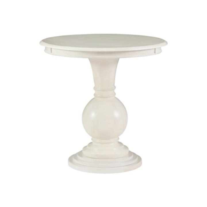 White Wood Round Base Side Table