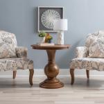 Brown Wood Round Base Side Table