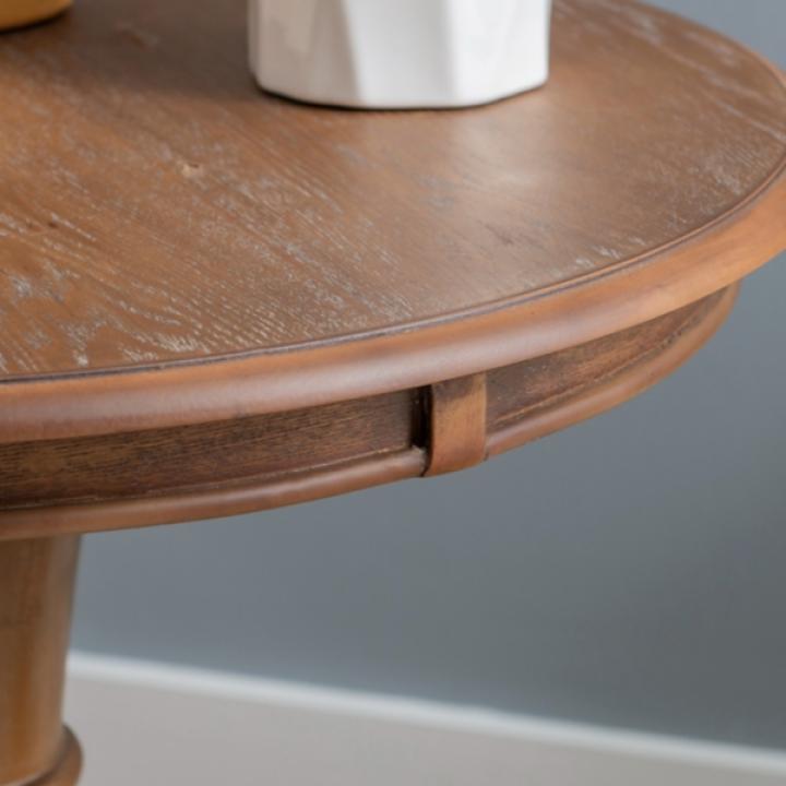 Brown Wood Round Base Side Table