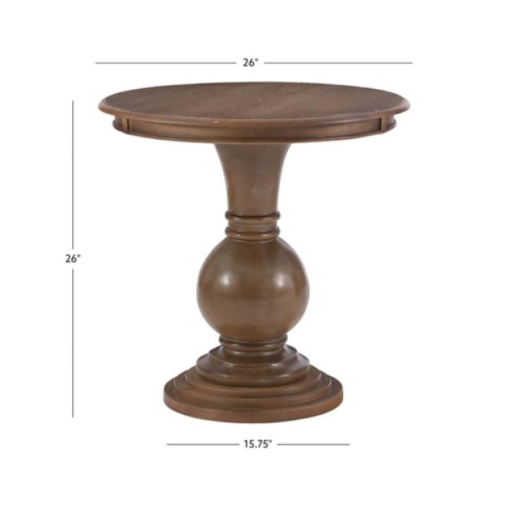 Brown Wood Round Base Side Table