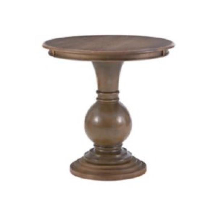 Brown Wood Round Base Side Table