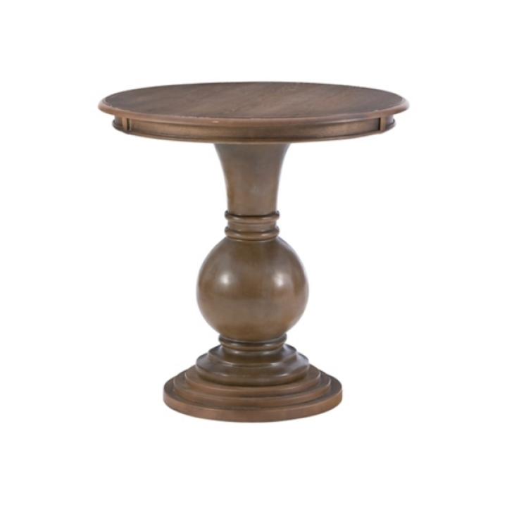 Brown Wood Round Base Side Table