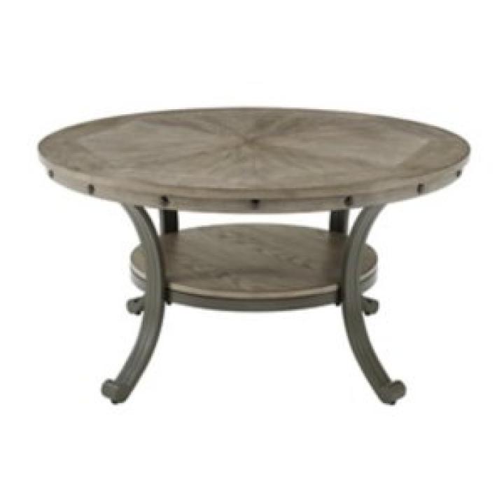 Ash Gray Round Nailhead Coffee Table