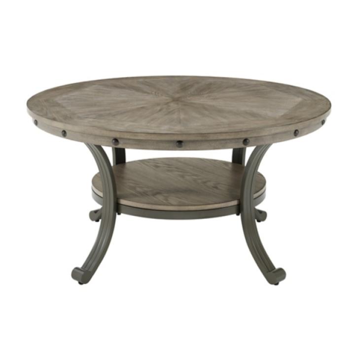 Ash Gray Round Nailhead Coffee Table