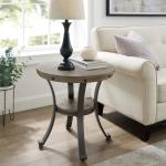 Ash Gray Round Nailhead Side Table