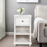 White Slim Wooden 2-Shelf Side Table