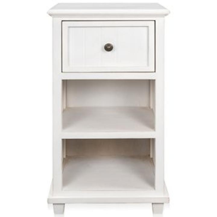 White Slim Wooden 2-Shelf Side Table