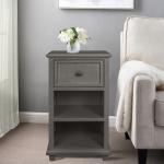 Gray Slim Wooden 2-Shelf Side Table