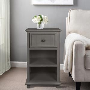 Gray Slim Wooden 2-Shelf Side Table