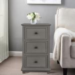 Gray Slim Wooden 3-Drawer Side Table