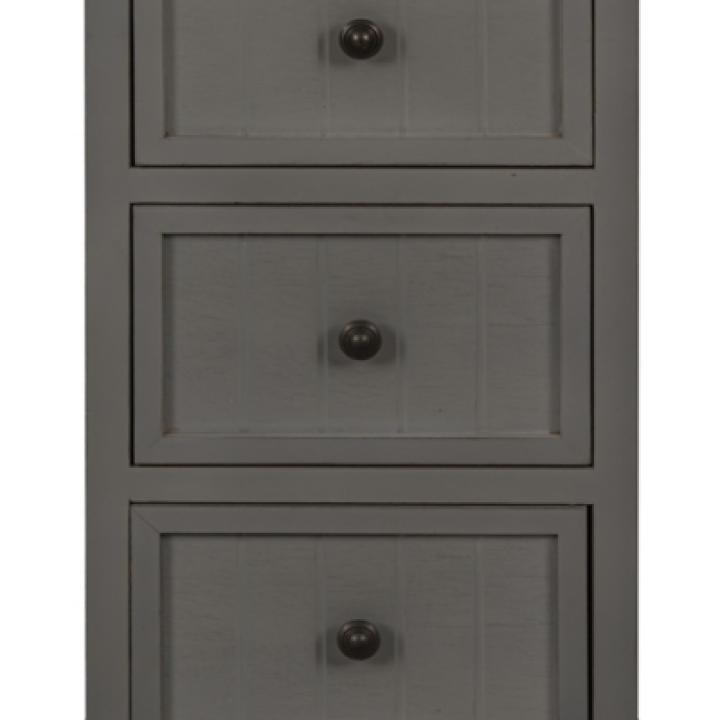 Gray Slim Wooden 3-Drawer Side Table
