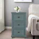 Turquoise Slim Wooden 3-Drawer Side Table