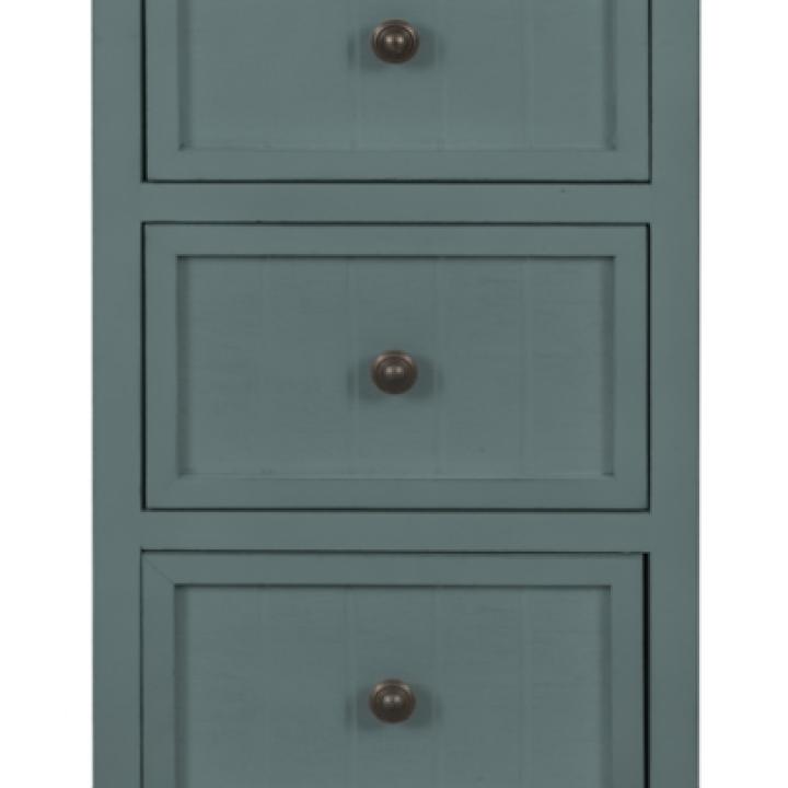 Turquoise Slim Wooden 3-Drawer Side Table