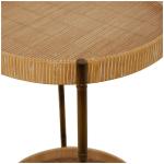 Round Brown Rattan 2-Tier Side Table