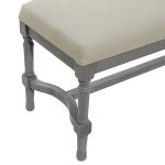 Gray Wood Upholstered Burlap Seat Bench